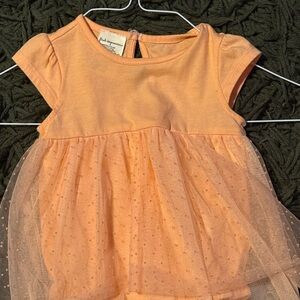 First Impressions Peach Tulle Dress Romper 6–9M